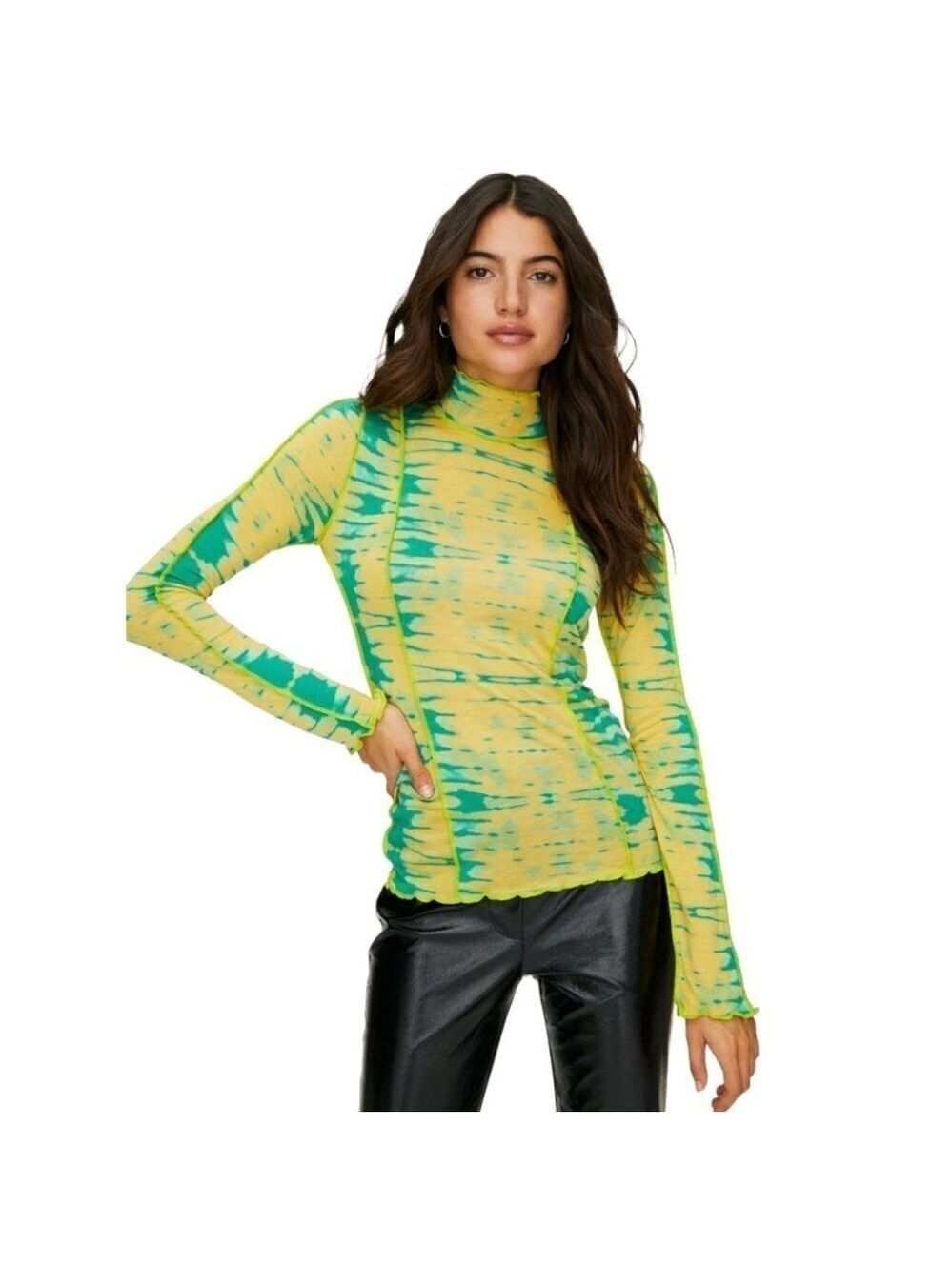 ** WILFRED Orbit Turtleneck Modal Long Sleeve Top Citron/Green Size XXS